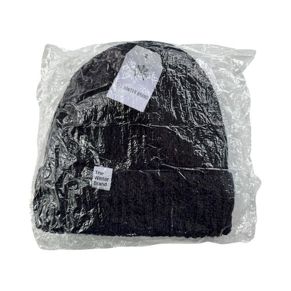 The Winter Brand Chenille Beanie Dark Navy Black Marled Knit NWT - Picture 9 of 9